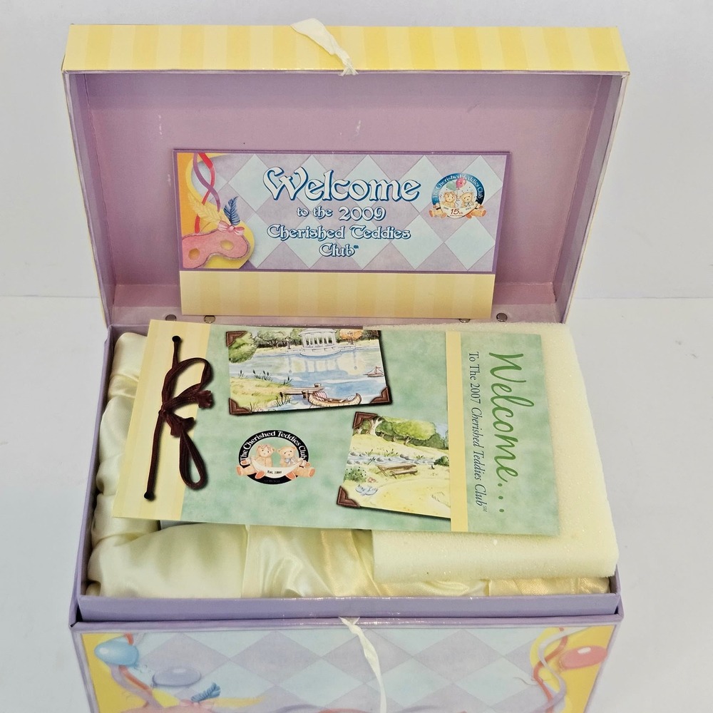 Cherished Teddies Club 2009 15th Anniversary Figurine Set Clown Masquerade NIB